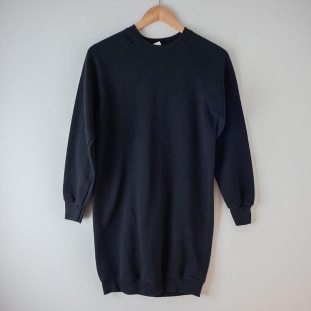 Vintage 1980s Black Lee Sturdy Sweats Crewneck Dress Deadstock Size Small 50/50